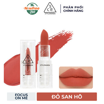 Son Thỏi Lì 3CE Vỏ Trong Suốt Focus On Me - Đỏ San Hô 3.5g