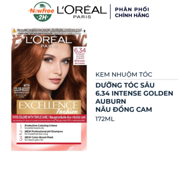 Kem Nhuộm L'Oreal Dưỡng Tóc Sâu 6.34 Nâu Đồng Cam 172ml
