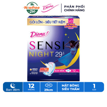 Băng Vệ Sinh Diana Sensi Night Ban Đêm 29cm Gói 12 Miếng