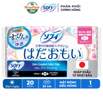Băng Vệ Sinh Sofy Skin Comfort Mỏng Cánh 23cm 20 Miếng