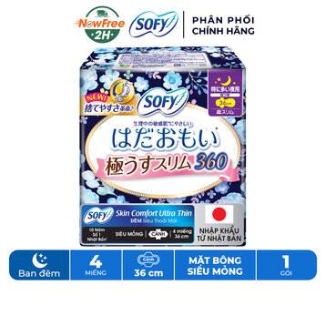 Băng Vệ Sinh Sofy Skin Comfort Đêm Siêu Mỏng Cánh 36cm 4M