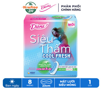 Băng Vệ Sinh Diana Siêu Thấm Cool Fresh Không Cánh 8 Miếng
