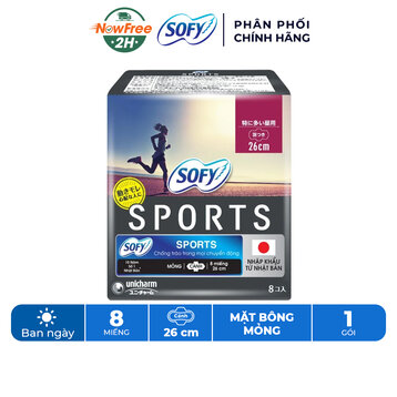 Băng Vệ Sinh Sofy Sports Mỏng Cánh 26cm 8&nbsp;Miếng