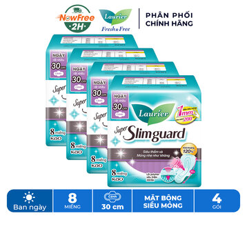 Combo 4 Băng Vệ Sinh Laurier Siêu Mỏng Bảo Vệ 1mm 30cm 8M