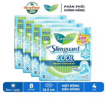 Combo 4 Băng Vệ Sinh Laurier Siêu Mỏng Mát Lạnh 1mm 22.5cm 8M