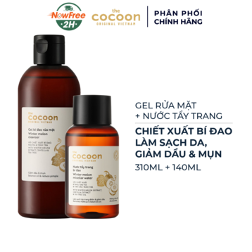 Combo Cocoon Gel Rửa Mặt Bí Đao 310ml &amp; Nước Tẩy Trang Bí Đao 140ml