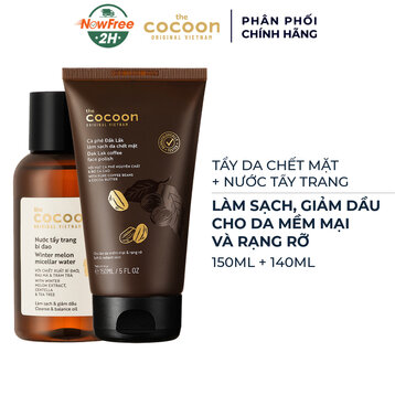 Combo Cocoon Tẩy Da Chết Mặt Cà Phê Đắk Lắk 150ml + Nước Tẩy Trang Bí Đao 140ml