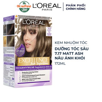 Kem Nhuộm L'Oreal Dưỡng Tóc Sâu 7.17 Nâu Ánh Khói 172ml