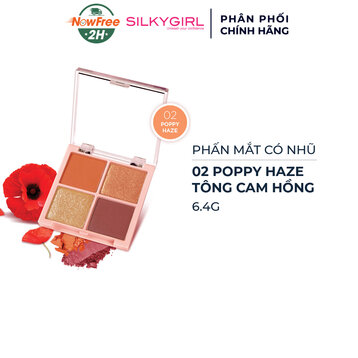 Phấn Mắt Silkygirl 4 Ô Có Nhũ 02 Tông Cam Hồng