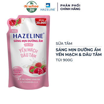 Sữa Tắm Hazeline Sáng Mịn Dưỡng Ẩm Yến Mạch &amp; Dâu Tằm Túi 900g
