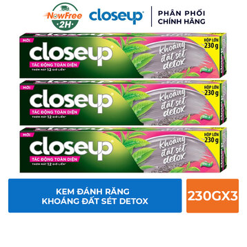 Combo 3 Kem Đánh Răng Closeup Khoáng Đất Sét Detox 230g