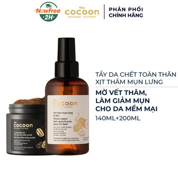 Combo Cocoon Tẩy Da Chết Toàn Thân &amp; Xịt Thâm Mụn Lưng