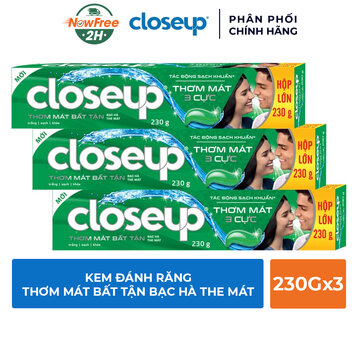 Combo 3 Kem Đánh Răng Closeup Thơm Mát Bất Tận Bạc Hà The Mát 230g