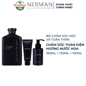 Combo Nerman Sữa Tắm Gội 350ml + Gel Rửa Mặt 100ml + Dung Dịch Vệ Sinh Nam 100ml