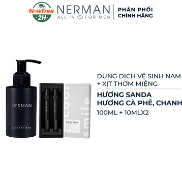 Combo Nerman Dung Dịch Vệ Sinh Nam Sanda Perfume + Xịt Thơm Miệng Cool Smile