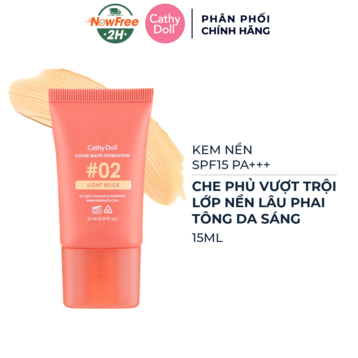 Kem Nền Cathy Doll Mịn Lì 02 Light Beige - Da Sáng 15ml