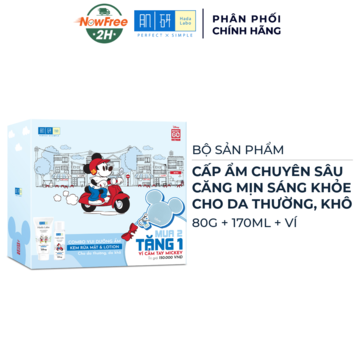 Bộ Sản Phẩm Hada Labo Kem Rửa Mặt &amp; Lotion Cho Da Khô + Tặng Ví Mickey