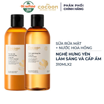 Combo Cocoon Sữa Rửa Mặt &amp; Nước Hoa Hồng Từ Nghệ Hưng Yên 2x310ml