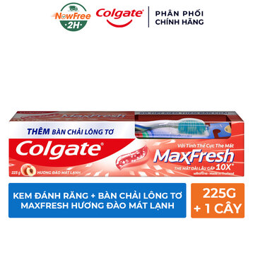 Kem Đánh Răng Colgate Maxfresh Hương Đào Mát Lạnh 225g + Bàn Chải Lông Tơ