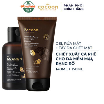 Combo Cocoon Gel Rửa Mặt Cà Phê 140ml &amp; Tẩy Da Chết Mặt 150ml