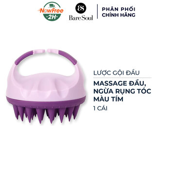 Lược Gội Đầu BareSoul Massage Đầu, Ngừa Rụng Tóc Màu Tím