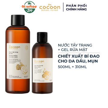 Combo Cocoon Nước Tẩy Trang Bí Đao 500ml + Gel Rửa Mặt Bí Đao 310ml