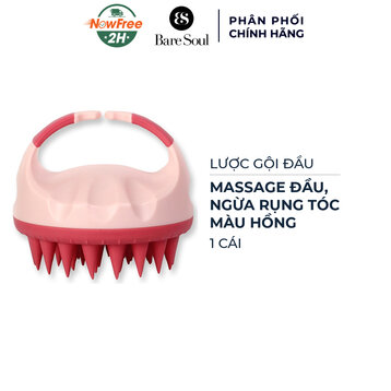 Lược Gội Đầu BareSoul Massage Đầu, Ngừa Rụng Tóc Màu Hồng