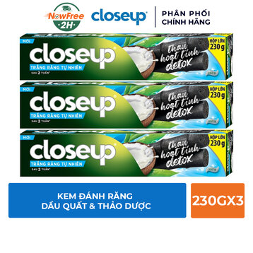 Combo 3 Kem Đánh Răng Closeup Than Hoạt Tính Detox Trắng Răng 230g