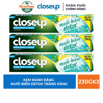 Combo 3 Kem Đánh Răng Closeup Muối Biển Detox Trắng Răng 230g