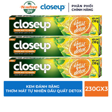Combo 3 Kem Đánh Răng Closeup Thơm Mát Tự Nhiên Dầu Quất Detox 230g