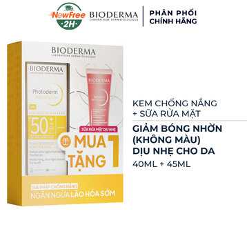 [Mua 1 Tặng 1] Bioderma Kem Chống Nắng Giảm Bóng Nhờn 40ml (Không Màu) + Tặng Sữa Rửa Mặt Dịu Nhẹ 45ml