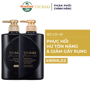 Bộ Gội Xả Tsubaki Phục Hồi Hư Tổn Nặng &amp; Giảm Gãy Rụng 490mlx2