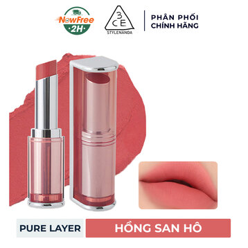 Son Thỏi 3CE Mịn Lì Pure Layer - Màu Hồng San Hô 4g