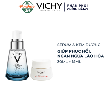 Combo Vichy Serum &amp; Kem Dưỡng Phục Hồi, Ngừa Lão Hóa Da