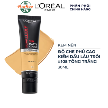 Kem Nền L’Oreal Che Phủ Cao, Kiềm Dầu #105 Tông Trắng 30ml