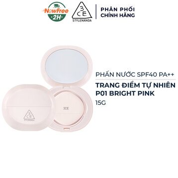 Phấn Nước 3CE Trang Điểm Tự Nhiên P01 Bright Pink 15g