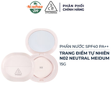 Phấn Nước 3CE Trang Điểm Tự Nhiên N02 Neutral Meidum 15g