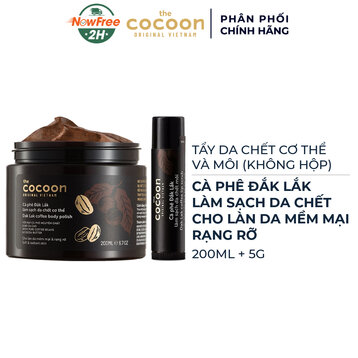 Combo Cocoon Tẩy Da Chết Toàn Thân &amp; Môi (Không Hộp) Từ Cà Phê Đắk Lắk