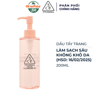 Dầu Tẩy Trang 3CE Làm Sạch Sâu, Không Khô Da 200ml (HSD: 16/02/2025)