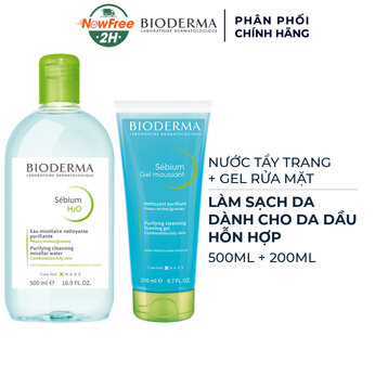 Combo Bioderma Nước Tẩy Trang 500ml + Gel Rửa Mặt Cho Da Dầu &amp; Hỗn Hợp 200ml