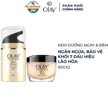 Combo Kem Dưỡng Olay Ngừa Lão Hóa Ban Ngày &amp; Ban Đêm 50g/Lọ