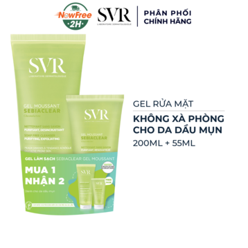 Bộ Gel Rửa Mặt SVR Không Chứa Xà Phòng Cho Da Dầu 200ml + 55ml