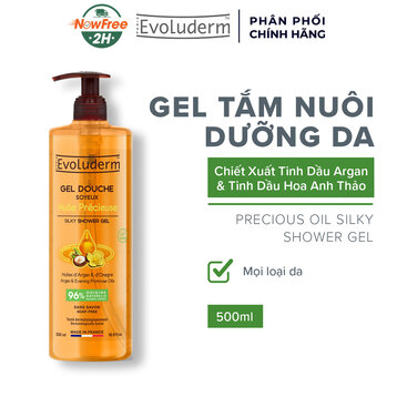 Gel Tắm Evoluderm Tinh Dầu Argan &amp; Hoa Anh Thảo 500ml