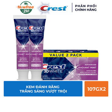 Combo 2 Kem Đánh Răng Crest Trắng Sáng Vượt Trội 107g