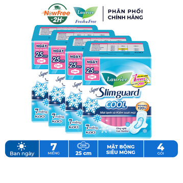 Combo 4 Băng Vệ Sinh Laurier Siêu Mỏng Mát Lạnh 1mm 25cm 7M