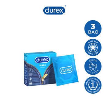 Bao Cao Su Durex Jeans Cơ Bản Bôi Trơn Size 52.5mm (Hộp 3)