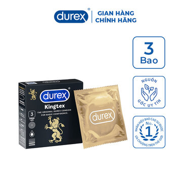 Bao Cao Su Durex Kingtex Ôm Sát Bôi Trơn Size 49mm (Hộp 3)
