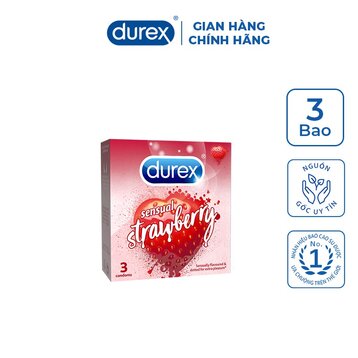 Bao Cao Su Durex Hương Dâu Size 52mm (Hộp 3 Cái)