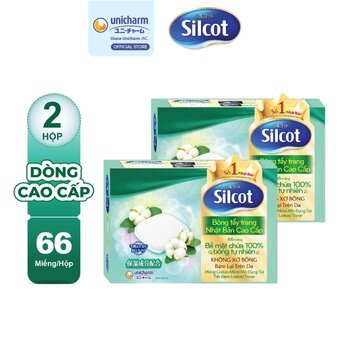 Combo 2 Bông Tẩy Trang Silcot Cao Cấp 66 Miếng/Hộp