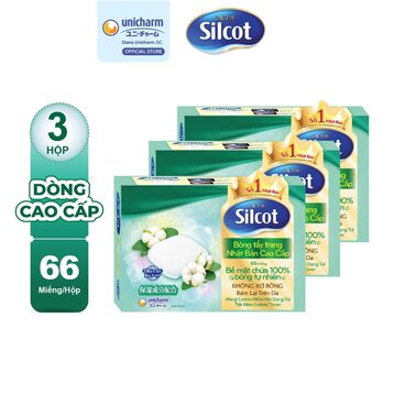 Combo 3 Bông Tẩy Trang Silcot Cao Cấp 66 Miếng/Hộp